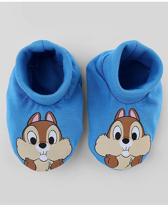 Babyhug Disney 100% Cotton Interlock Knit Caps Mittens & Booties with Disney Chip Graphic Print Blue - Diameter 16
