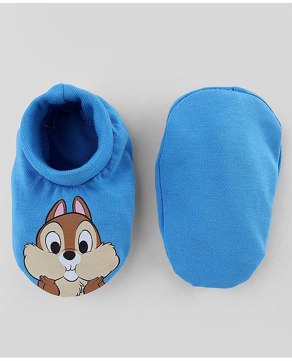 Babyhug Disney 100% Cotton Interlock Knit Caps Mittens & Booties with Disney Chip Graphic Print Blue - Diameter 16