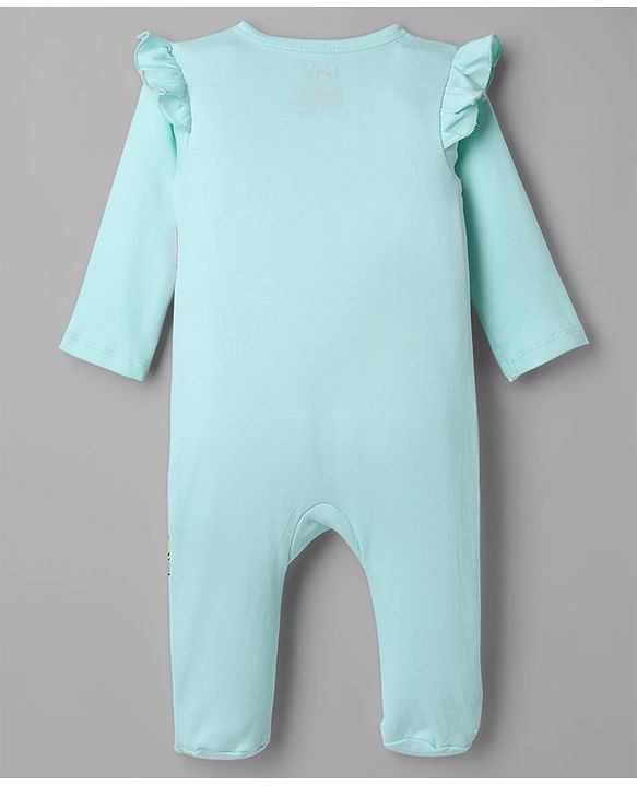 Babyhug Interlock Knit Full Sleeves Sleep Suit with Minnie & Friends Pack of 2 - White & Sea Green