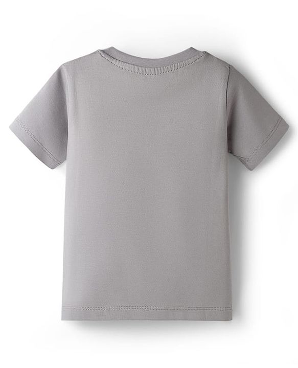 Babyhug 100% Cotton Knit Half Sleeves T-Shirt & Shorts Night-Suit With JCB Print - Grey