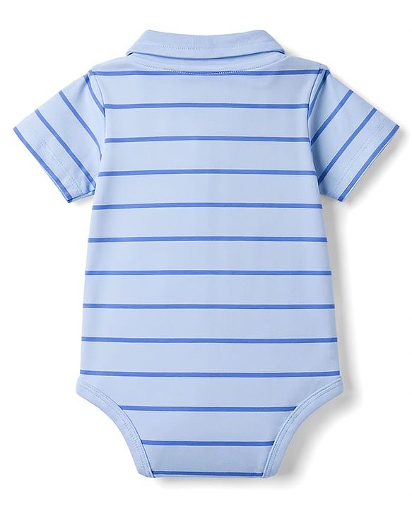 Babyhug 100% Cotton Interlock Knit Half Sleeves Polo Collar Cub Printed Onesie - Multicolour