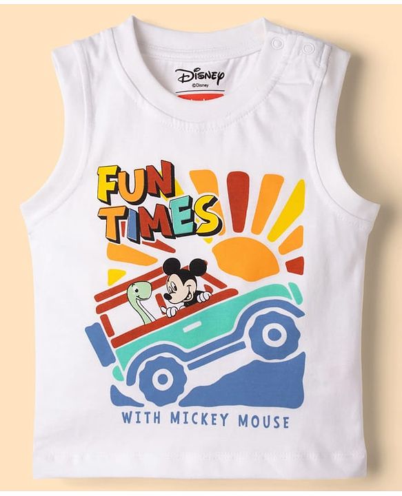 Babyhug Disney Half Sleeves Shirt & Shorts Set With T-Shirt & Mickey Mouse Graphics - Multicolor