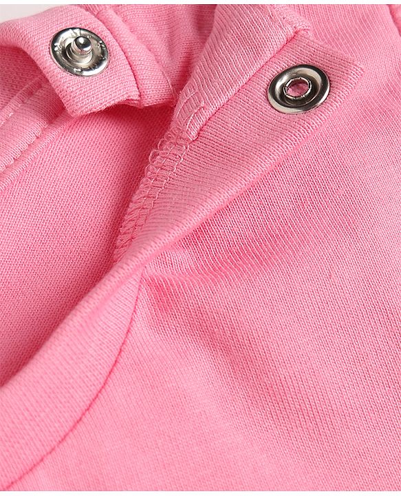 Babyhug Cotton Knit Half Sleeves Top & Shorts Night-Suit With Tree & Food Truck Print - Pink