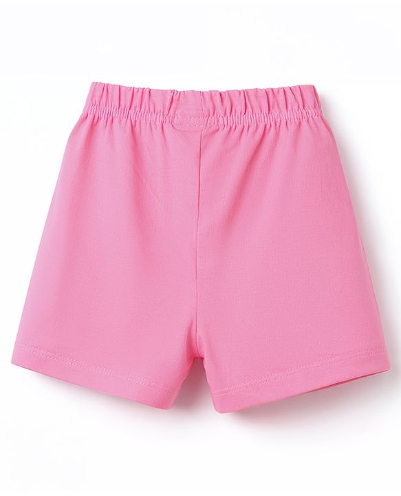 Babyhug Cotton Knit Half Sleeves Top & Shorts Night-Suit With Tree & Food Truck Print - Pink