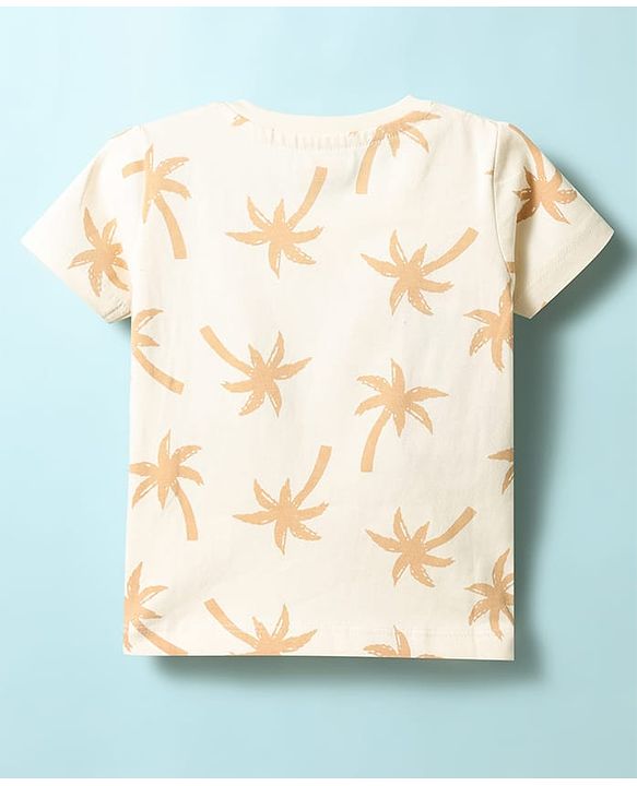 Babyhug Cotton Knit Half Sleeves Palm Tree Printed T-Shirt - Multicolor