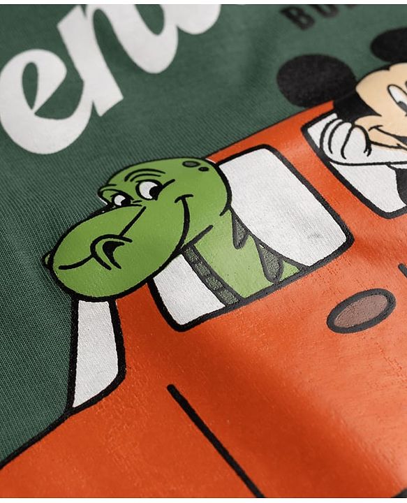 Babyhug Disney Half Sleeves T-Shirt & Denim Shorts With Mickey Mouse Graphics - Multicolor