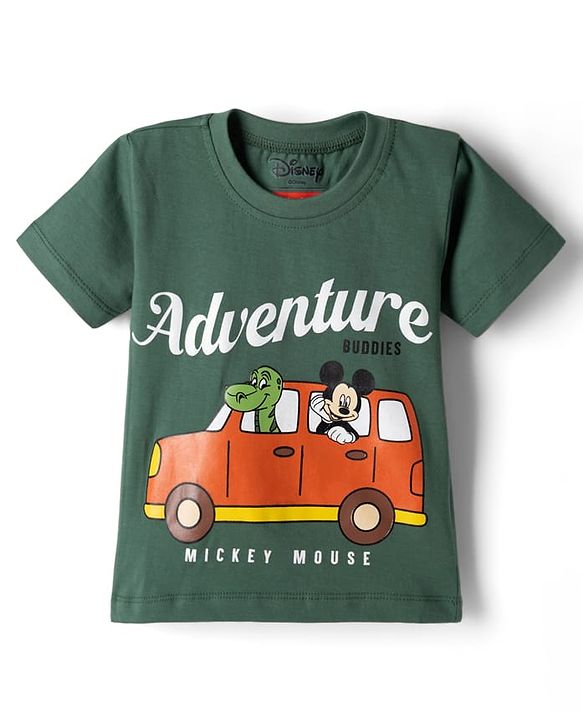 Babyhug Disney Half Sleeves T-Shirt & Denim Shorts With Mickey Mouse Graphics - Multicolor