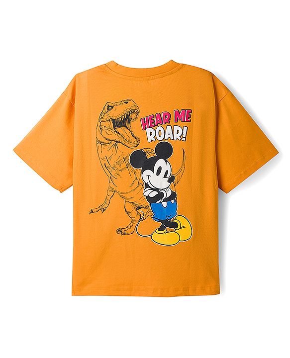 Pine Kids Disney 100% Cotton Knit T-Shirt & Shorts Set With Mickey Mouse & Friends Graphic - Orange