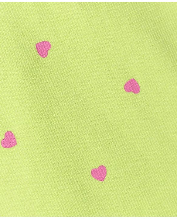 Babyhug Cotton Lycra Knit Half Sleeves T-Shirt with Heart Print - Limegreen