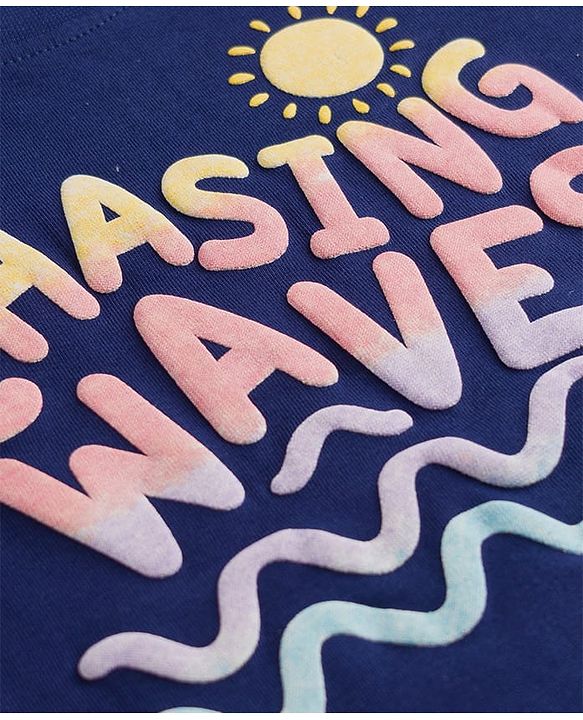 Babyhug Cotton Knit Half Sleeves Beach Theme Printed T-Shirt - Navy Blue