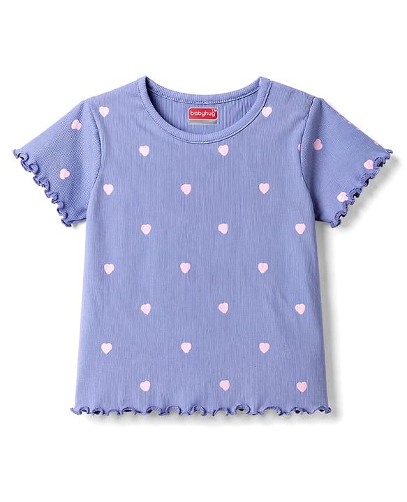 Babyhug Cotton Knit T-Shirt with All Over Heart Print Multi Color 6-9 Months
