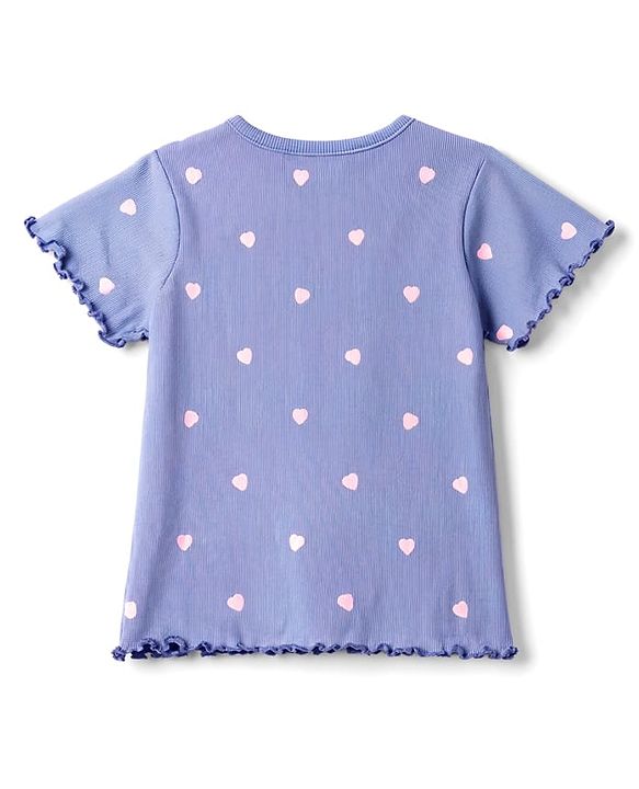 Babyhug Cotton Knit T-Shirt with All Over Heart Print Multi Color 6-9 Months