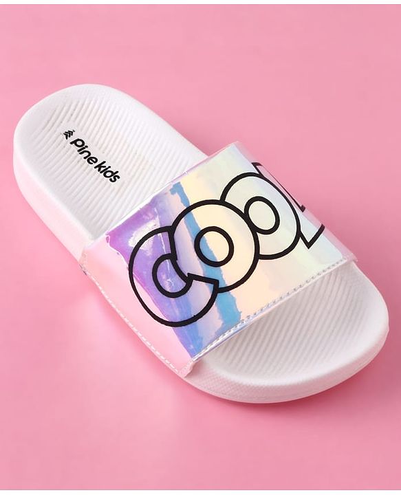 Pine Kids Text Printed Flip Flop - White