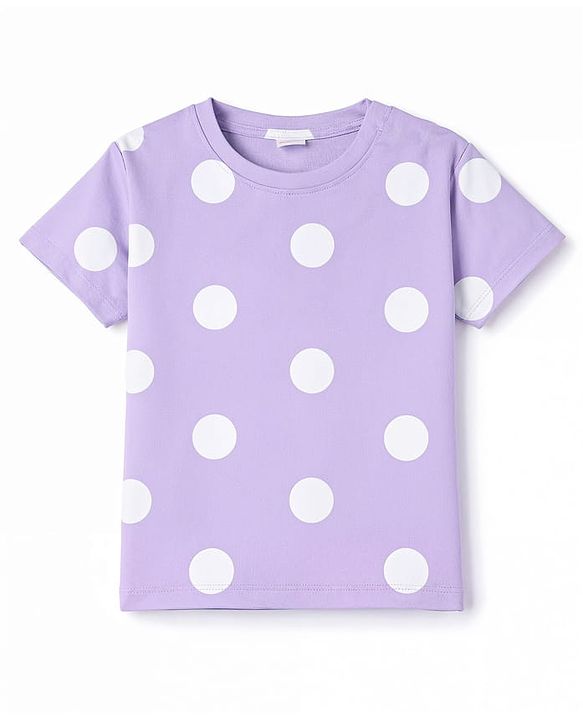 Babyhug Terry Knit Half Sleeves Top & Shorts Co-ord Set with Polka Dot Print & Sling Bag - Lavender