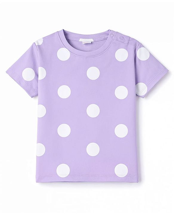 Babyhug Terry Knit Half Sleeves Top & Shorts Co-ord Set with Polka Dot Print & Sling Bag - Lavender