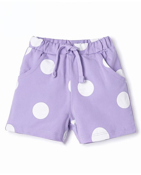 Babyhug Terry Knit Half Sleeves Top & Shorts Co-ord Set with Polka Dot Print & Sling Bag - Lavender