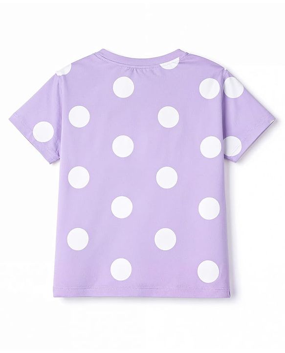 Babyhug Terry Knit Half Sleeves Top & Shorts Co-ord Set with Polka Dot Print & Sling Bag - Lavender