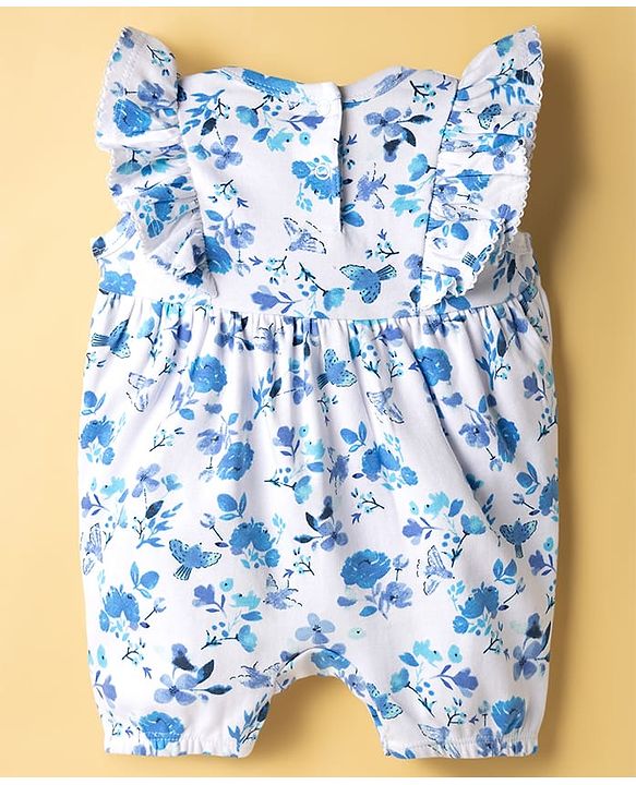 Babyhug 100% Cotton Knit Sleeveless Rompers with Floral Print Pack of 2 - Multicolor