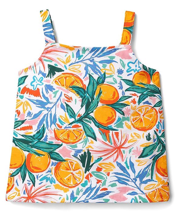 Babyhug Single Jersey Knit Sleeveless Top & Shorts Set with Fruit Print - Multicolor