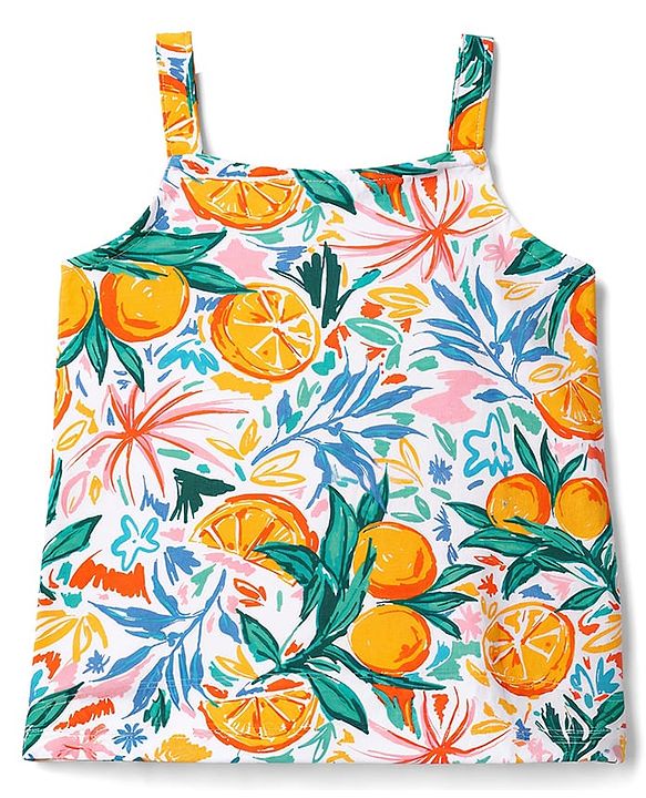 Babyhug Single Jersey Knit Sleeveless Top & Shorts Set with Fruit Print - Multicolor