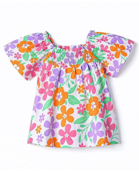Babyhug Single Jersey Knit Half Sleeves Top & Shorts Set with Floral Print - Multicolor