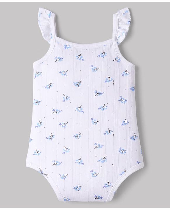Babyhug 100% Cotton Interlock Knit Sleeveless Onesies With Floral Print Pack of 3 - Multicolor