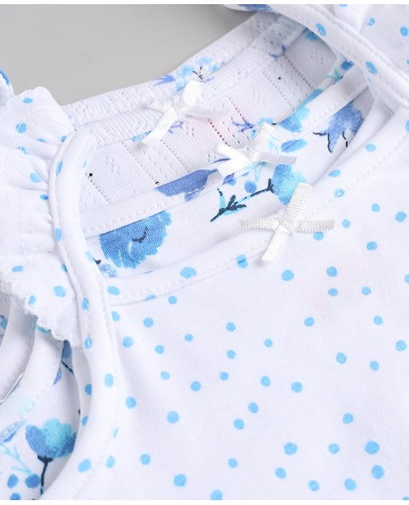 Babyhug 100% Cotton Interlock Knit Sleeveless Onesies With Floral Print Pack of 3 - Multicolor