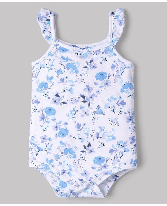 Babyhug 100% Cotton Interlock Knit Sleeveless Onesies With Floral Print Pack of 3 - Multicolor