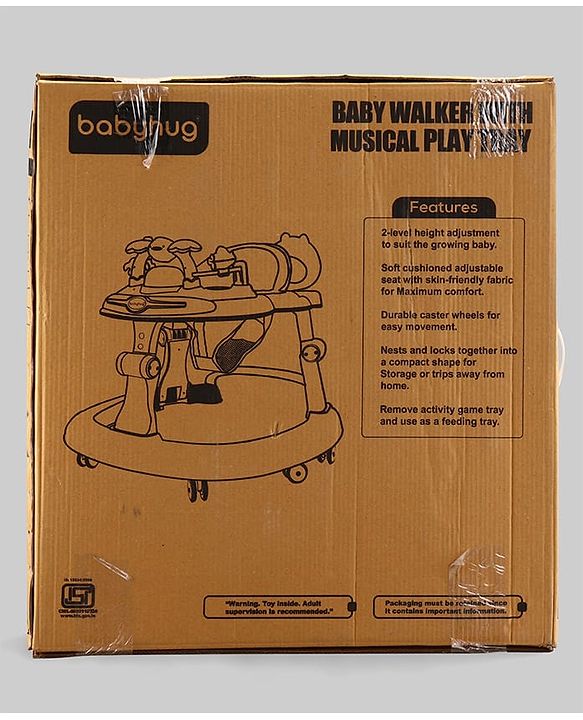 Babyhug 2-in-1 Baby Walker & Push Walker With Musical Play Tray - Pink| Soft Cushion Seat| Compact Fold| Caster Wheels| Adjustable Height| Removable Activity Tray| Toy for 9+ months| Gifting Option