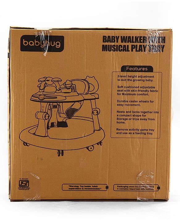 Babyhug 2-in-1 Baby Walker & Push Walker With Musical Play Tray - Pink| Soft Cushion Seat| Compact Fold| Caster Wheels| Adjustable Height| Removable Activity Tray| Toy for 9+ months| Gifting Option