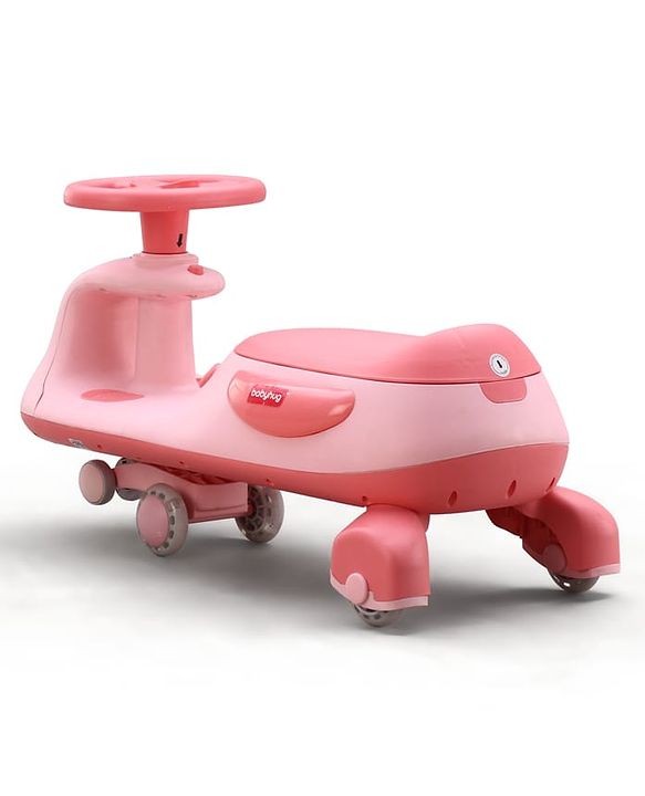 Babyhug Kids Twister Swing Car With LED Lights & Music - Pink| Smooth PU Wheels| Encourages Active Play| Built for Rough Play| Easy to Handle| Sport Gift for 3 to 8 yrs Boys & Girls| Comfortable Seat