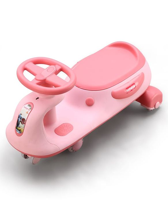 Babyhug Kids Twister Swing Car With LED Lights & Music - Pink| Smooth PU Wheels| Encourages Active Play| Built for Rough Play| Easy to Handle| Sport Gift for 3 to 8 yrs Boys & Girls| Comfortable Seat