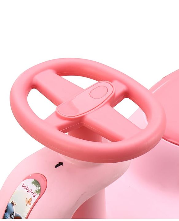 Babyhug Kids Twister Swing Car With LED Lights & Music - Pink| Smooth PU Wheels| Encourages Active Play| Built for Rough Play| Easy to Handle| Sport Gift for 3 to 8 yrs Boys & Girls| Comfortable Seat