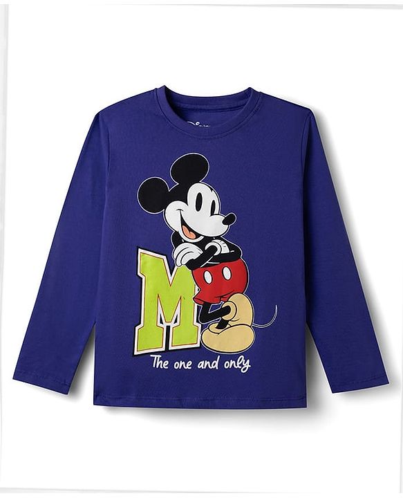Pine Kids Disney 100% Cotton Knit Full Sleeves T-Shirt & Pyjama Night Suit With Mickey Mouse Graphics - Purple