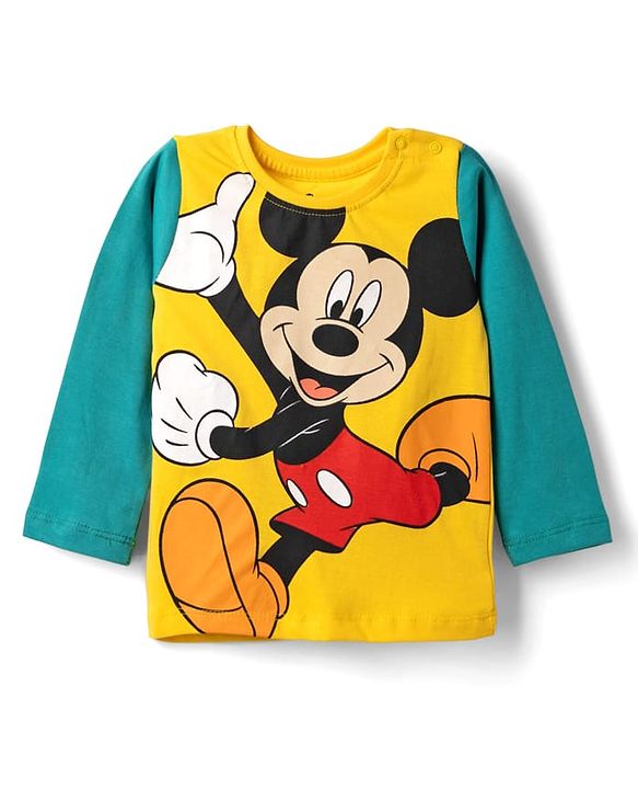 Babyhug Disney Single Jersey Knit Full Sleeves T-Shirt & Pyjama Night Suit With Mickey Mouse & Donald Duck Graphic Pack of 2 - Red / Blue