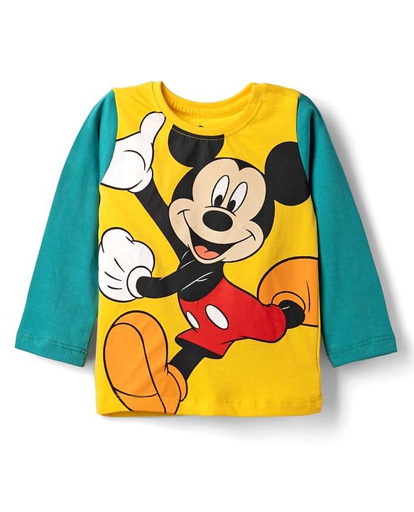 Babyhug Disney Single Jersey Knit Full Sleeves T-Shirt & Pyjama Night Suit With Mickey Mouse & Donald Duck Graphic Pack of 2 - Red / Blue
