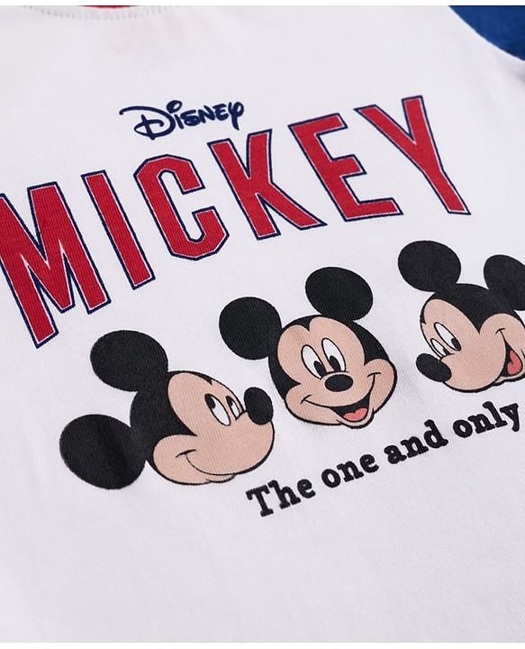 Babyhug Disney 100% Cotton Knit Full Sleeves T-Shirt & Pyjama Night Suit - Blue & Red