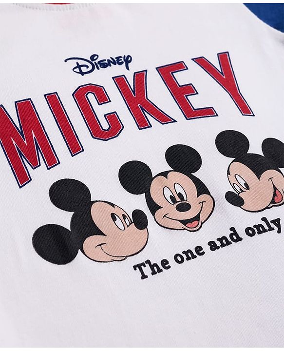 Babyhug Disney 100% Cotton Knit Full Sleeves T-Shirt & Pyjama Night Suit - Blue & Red
