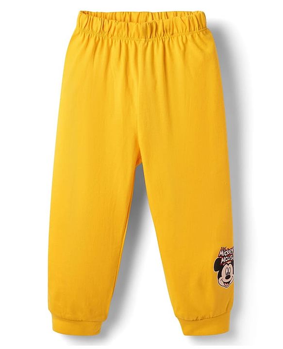 Babyhug Disney 100% Cotton Knit Full Sleeves T-Shirt & Pyjama Night Suit With Micky Mouse Graphics- Multicolor