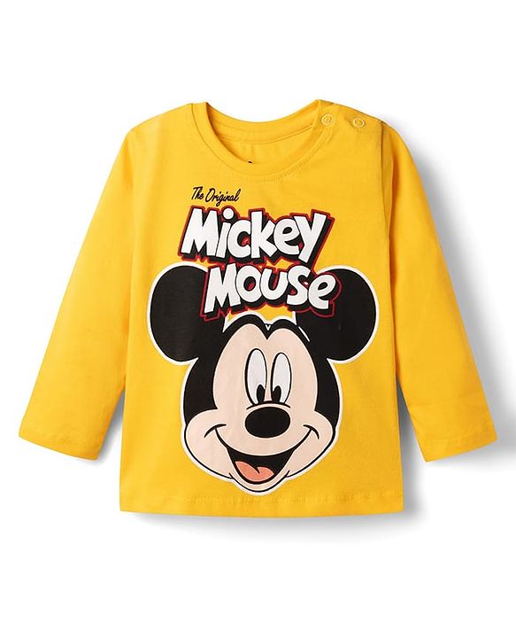 Babyhug Disney 100% Cotton Knit Full Sleeves T-Shirt & Pyjama Night Suit With Micky Mouse Graphics- Multicolor