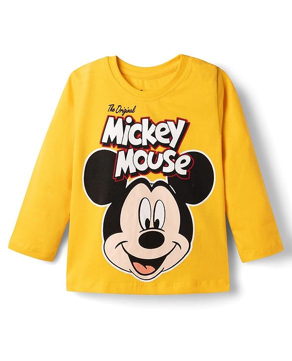 Babyhug Disney 100% Cotton Knit Full Sleeves T-Shirt & Pyjama Night Suit With Micky Mouse Graphics- Multicolor