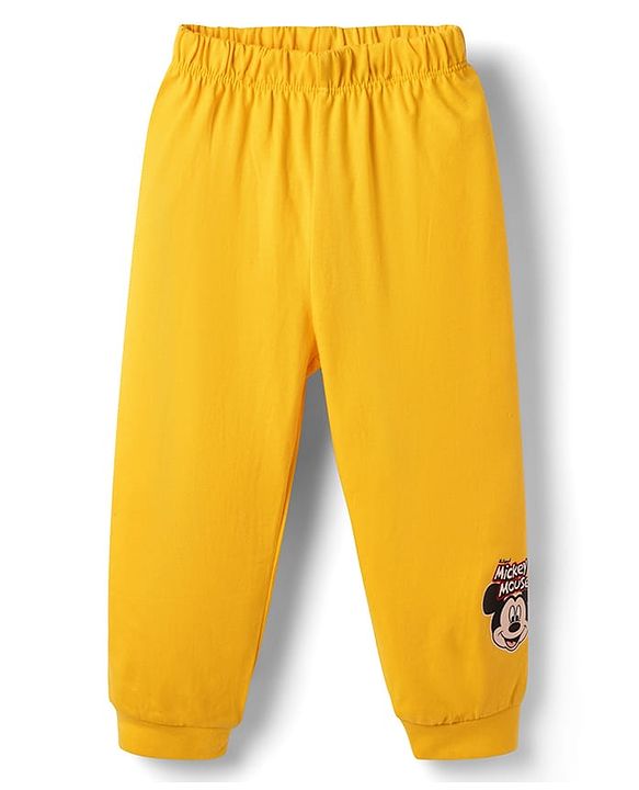 Babyhug Disney 100% Cotton Knit Full Sleeves T-Shirt & Pyjama Night Suit With Micky Mouse Graphics- Multicolor