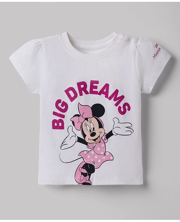 Babyhug Disney 100% Cotton Knit Half Sleeves T-shirt & Shorts Night Suit With Minnie Mouse Graphics - Dark Pink