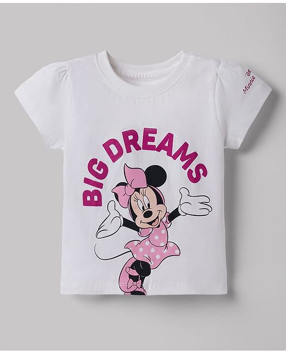 Babyhug Disney 100% Cotton Knit Half Sleeves T-shirt & Shorts Night Suit With Minnie Mouse Graphics - Dark Pink