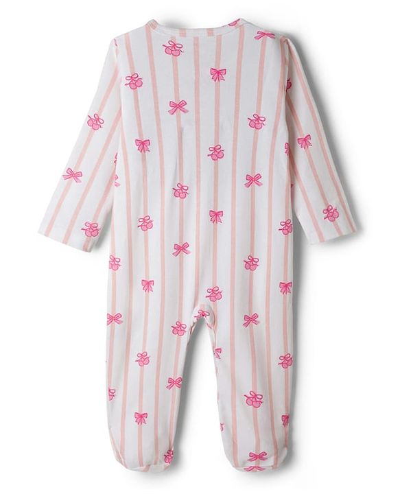 Babyhug Disney Interlock Knit Full Sleeves Footed Sleepsuits with Minnie Mouse & Donald Duck Graphic Pack of 2 - Light Blue