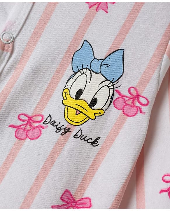 Babyhug Disney Interlock Knit Full Sleeves Footed Sleepsuits with Minnie Mouse & Donald Duck Graphic Pack of 2 - Light Blue