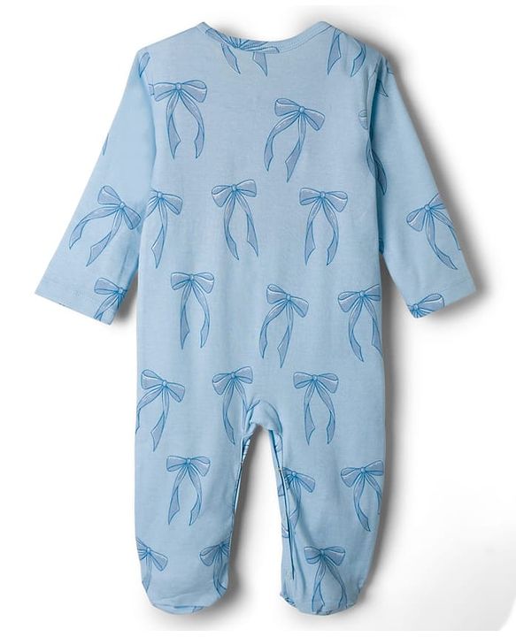 Babyhug Disney Interlock Knit Full Sleeves Footed Sleepsuits with Minnie Mouse & Donald Duck Graphic Pack of 2 - Light Blue