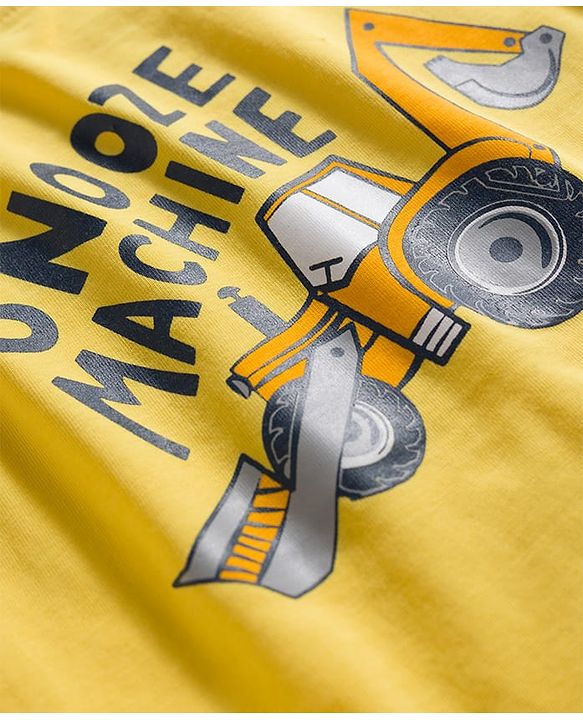 Babyhug Cotton Knit Half Sleeves T-Shirt & Pyjama Night Suit with JCB Print -  Yellow