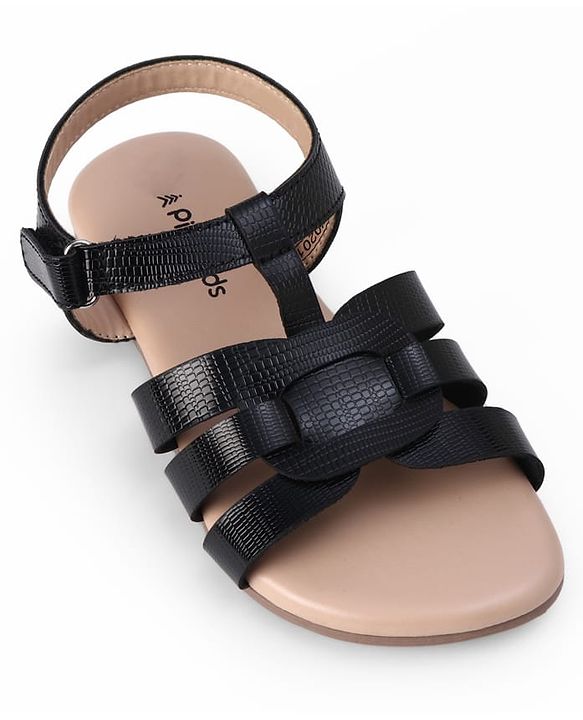 Pine Kids Solid Colour Velcro Closure Sandals - Black