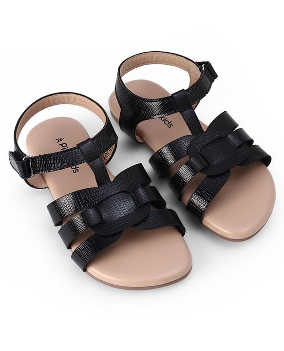 Pine Kids Solid Colour Velcro Closure Sandals - Black